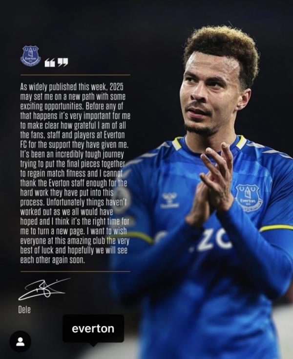 阿里告別埃弗頓：是時(shí)候開(kāi)始新篇章了，感謝所有人對(duì)我的支持